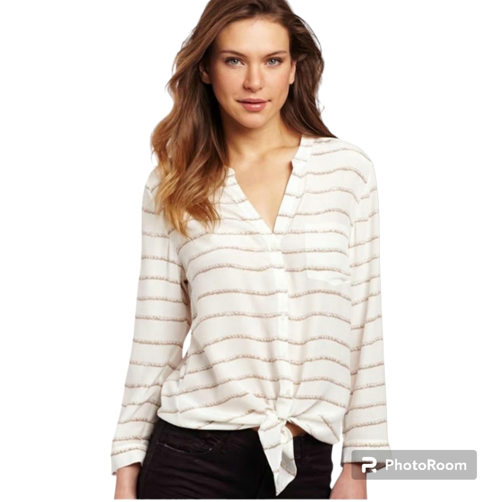 Joie Silk Edaline Rope Office Outing Top sz S ecru cream